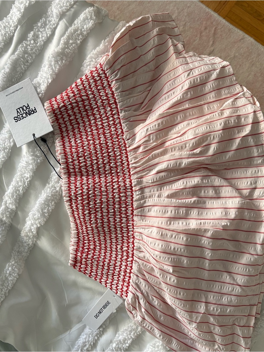 Princess Polly Pink & Red Smocked Stripe Skirt